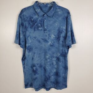 Lululemon Evolution Polo Shirt 1/4 Snap Outdoors Tie Dye Lightweight Blue Mens L